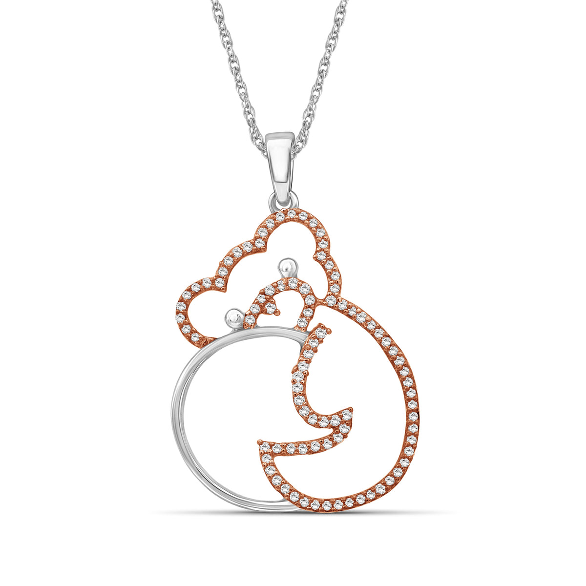 White Diamond Pendant in Two-Tone Sterling Silver