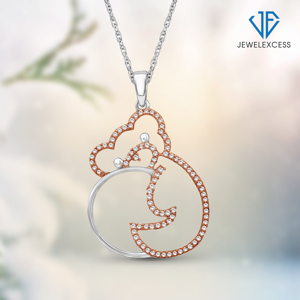 White Diamond Pendant in Two-Tone Sterling Silver