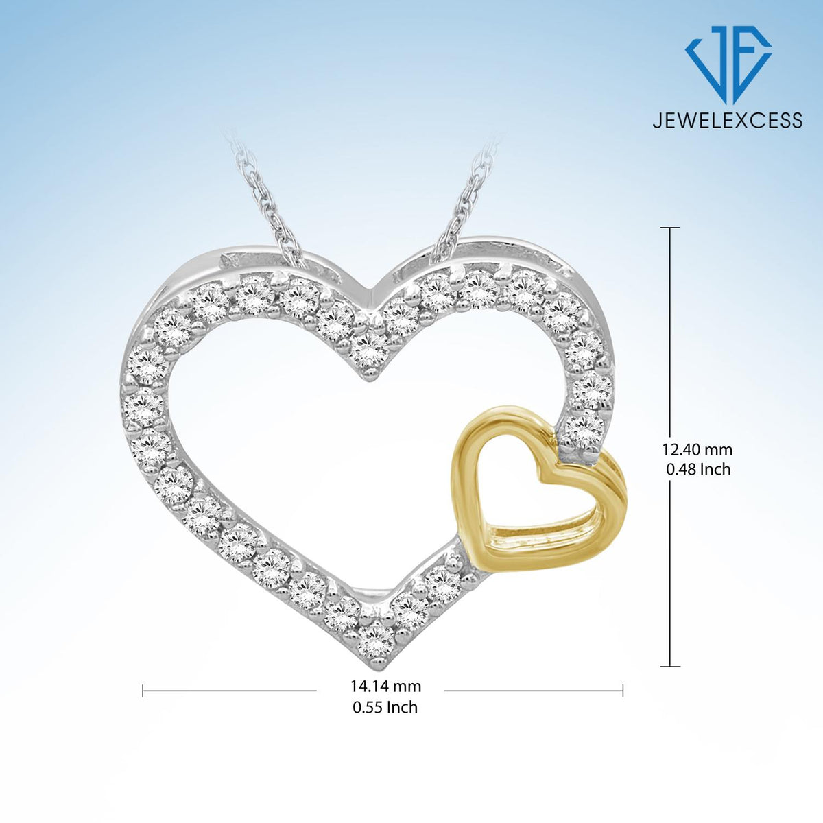 1/4 ct. T.W. White Diamond Heart Pendant in Two-Tone Sterling Silver