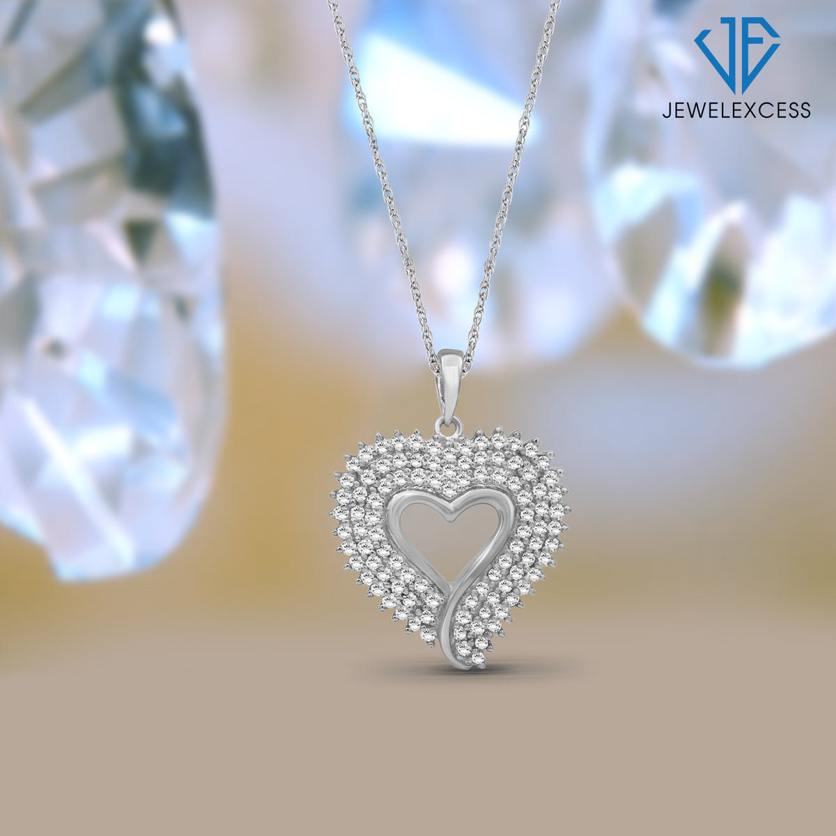 1.50 ct. T.W. White Diamond Heart Pendant in Sterling Silver