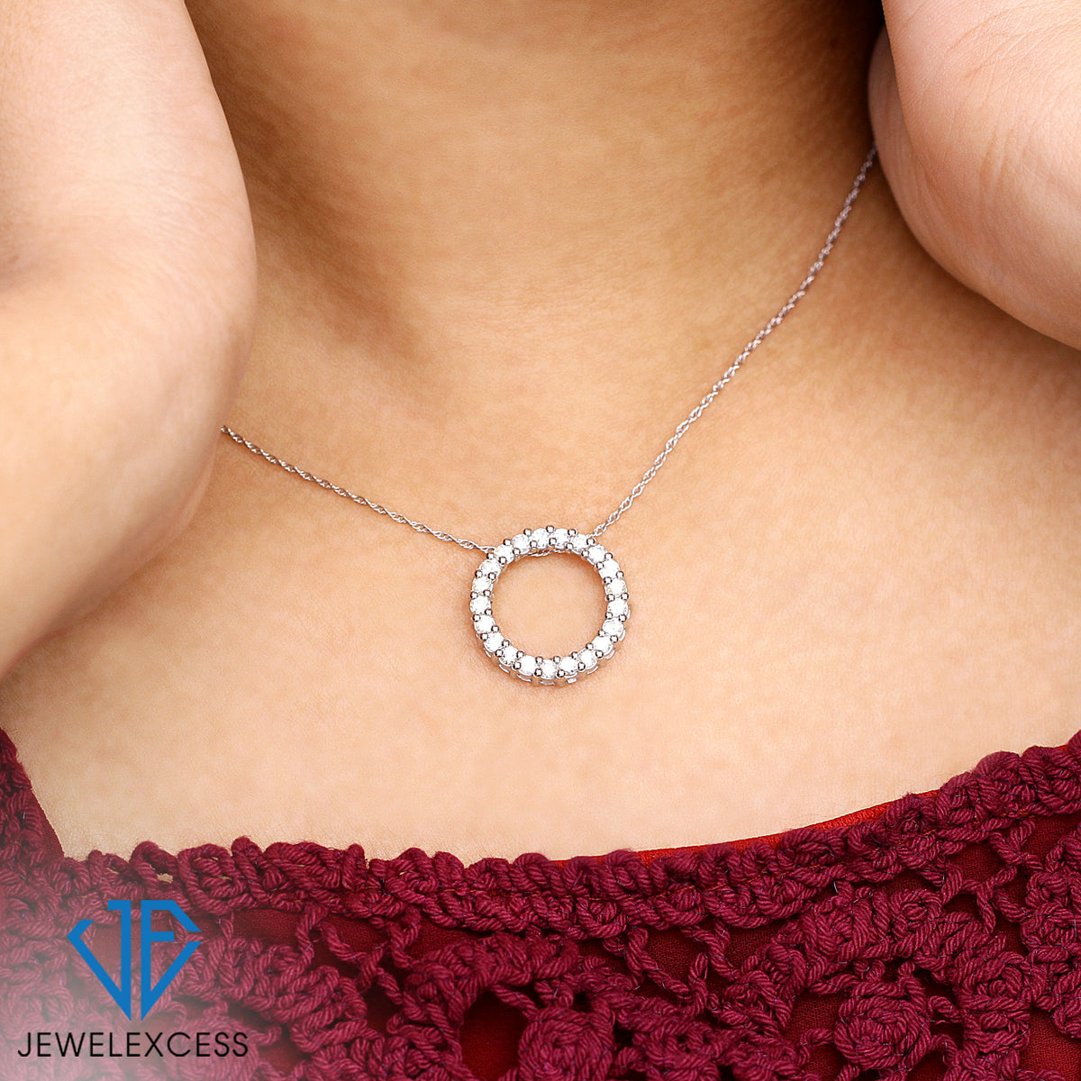 1 ct. T.W. White Diamond Circle Necklace in Sterling Silver