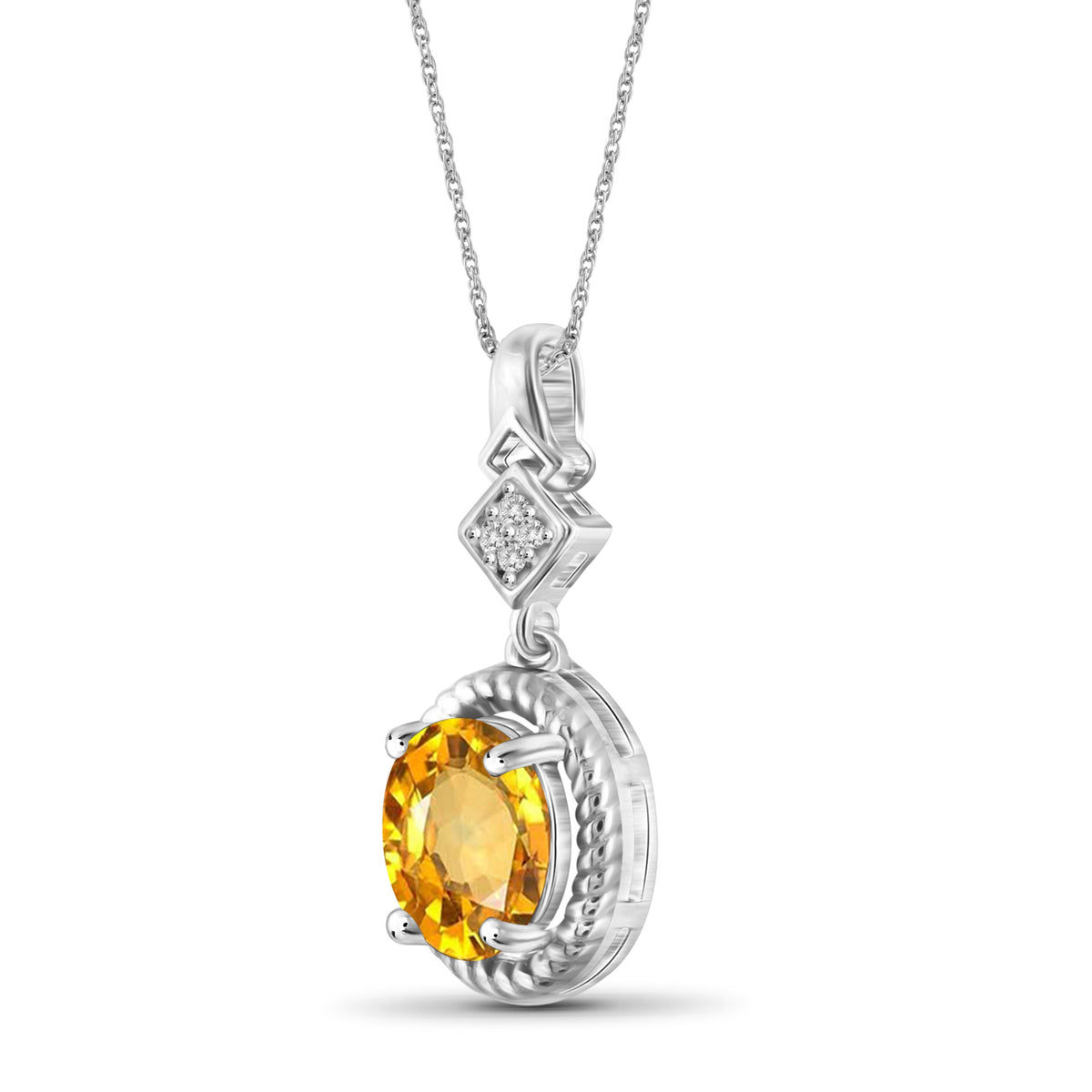 1.11 ct. T.G.W. Citrine Pendant with Diamond Accent in Sterling Silver