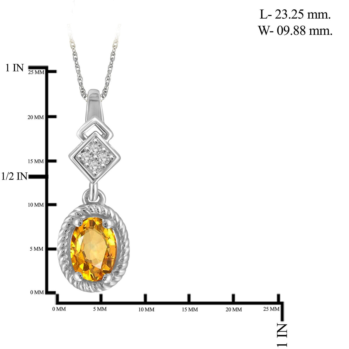 1.11 ct. T.G.W. Citrine Pendant with Diamond Accent in Sterling Silver