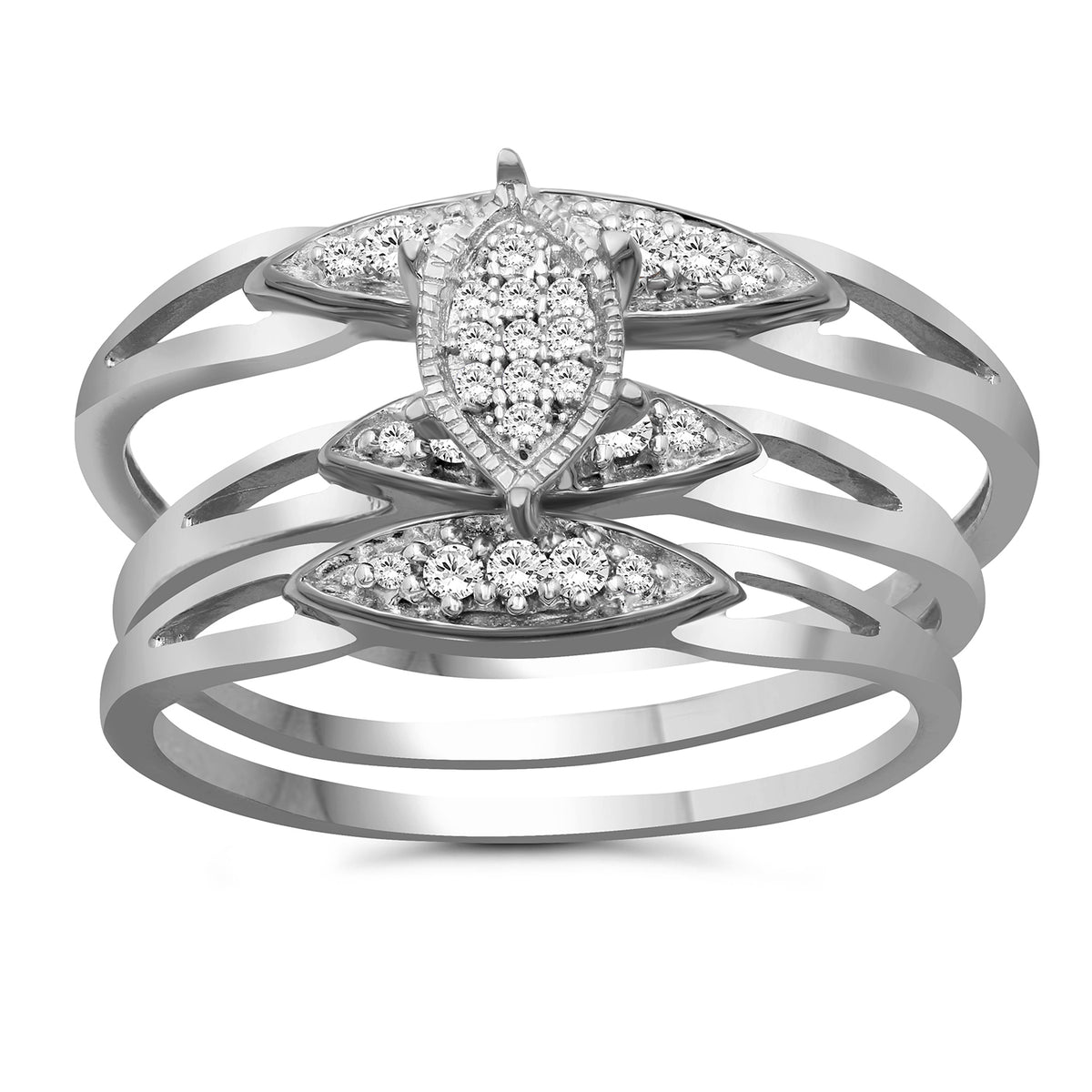 1/5 ct. T.W. White Diamond Trio Bridal Ring Set in Sterling Silver or 14K Gold over Silver