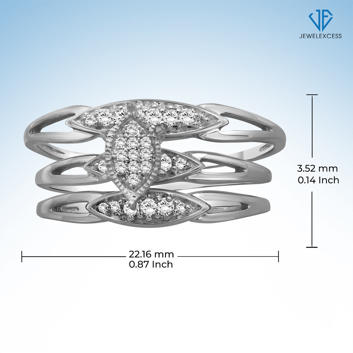 1/5 ct. T.W. White Diamond Trio Bridal Ring Set in Sterling Silver or 14K Gold over Silver