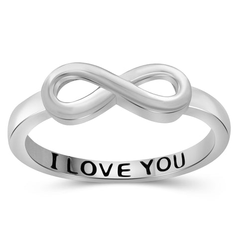 Sterling Silver Infinity Friendship Ring for Women | Personalized I Love You Eternity Knot Symbol Band