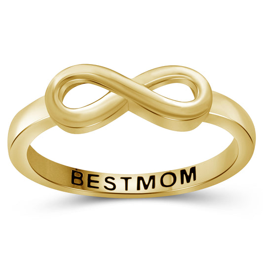 "Best Mom" Infinity Knot Ring in Sterling Silver or 14K Gold over Silver