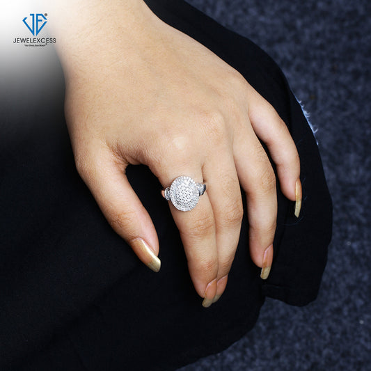 1 ct. T.W. White Diamond Oval Halo Ring in Sterling Silver