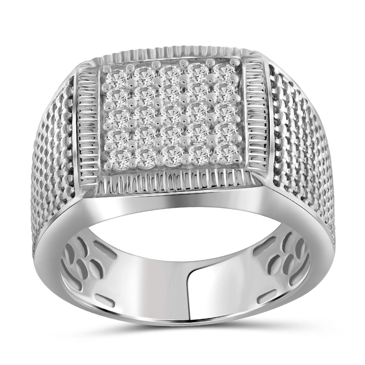 JEWELEXCESS Men's Carat White Diamond Ring in Sterling Silver
