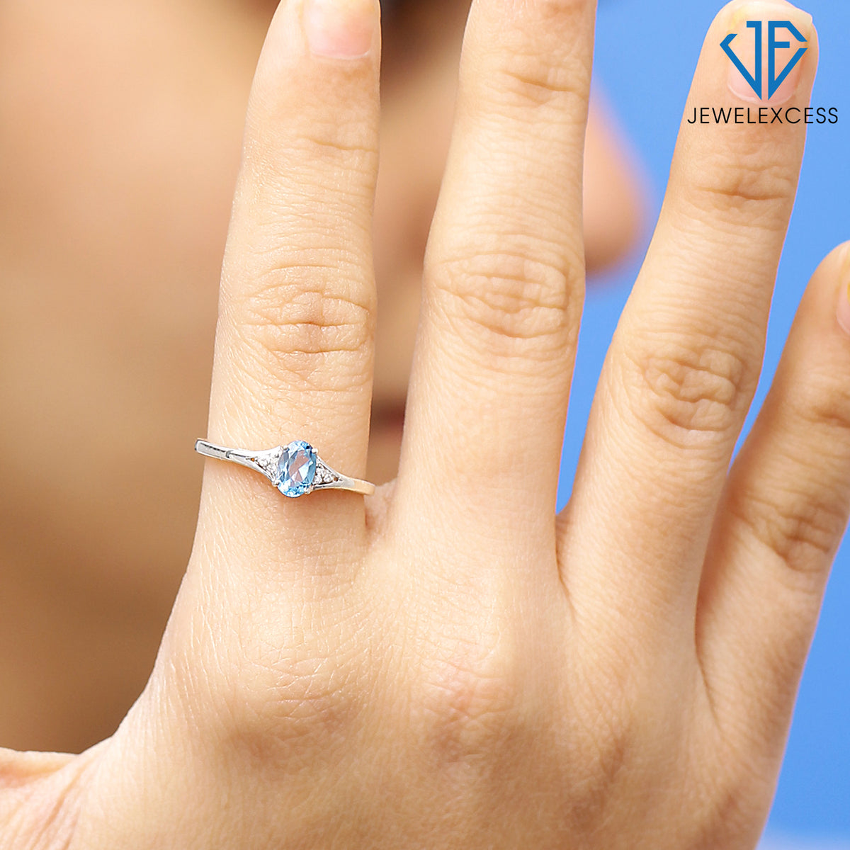 Birthstone Ring with Diamond Accent in Sterling Silver