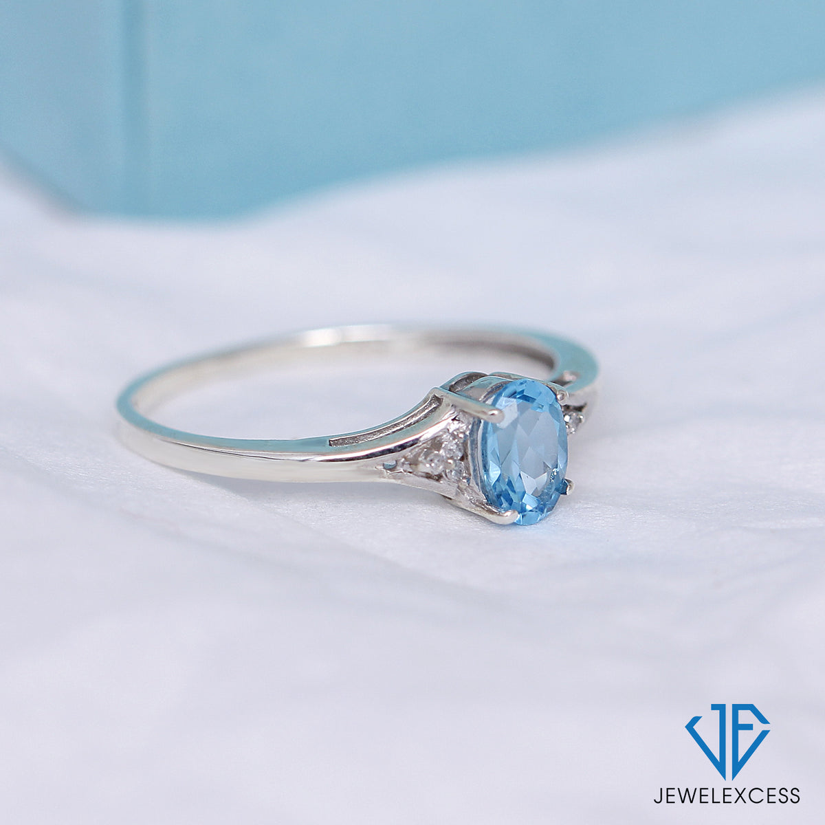 Birthstone Ring with Diamond Accent in Sterling Silver