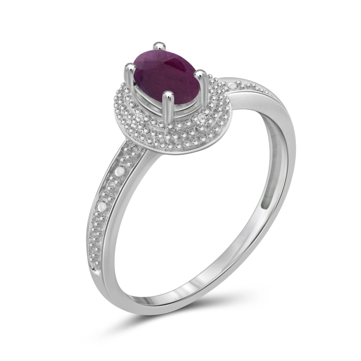 0.50 ct. T.G.W. Ruby Ring with Diamond Accent in Sterling Silver