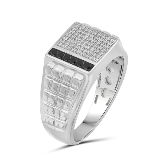 Men's 1/3 ct. T.W. Black & White Diamond Ring in Sterling Silver or 14K Gold over Silver