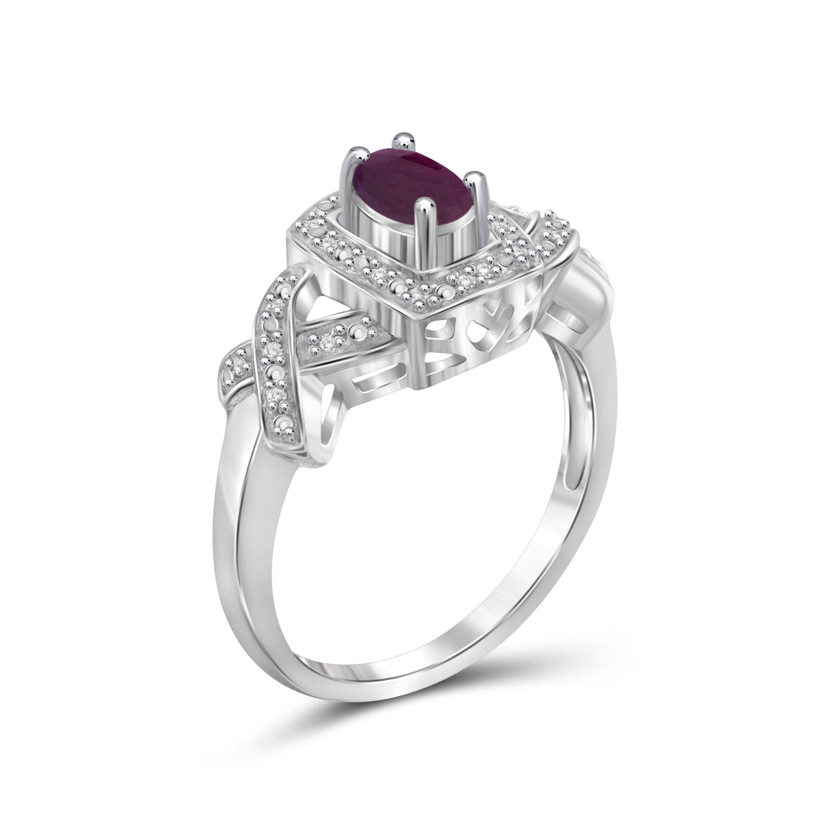 0.50 ct. T.G.W. Ruby Ring with Diamond Accent in Sterling Silver