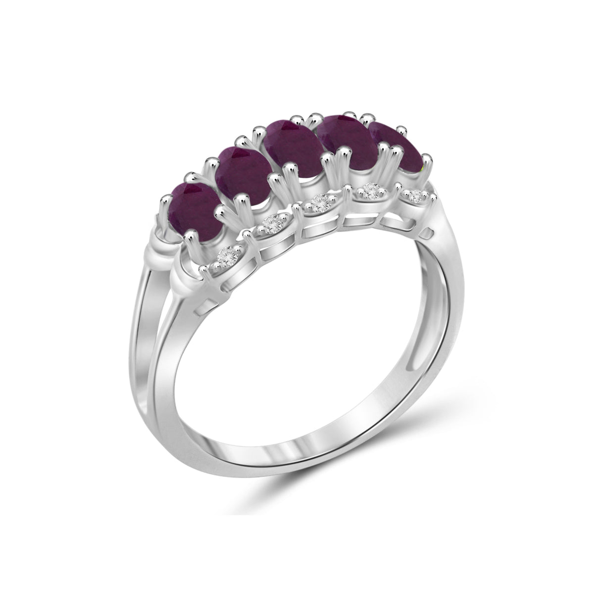 1 1/3 ct. T.G.W. Ruby & 1/20 ct. T.W. White Diamond Ring in Sterling Silver