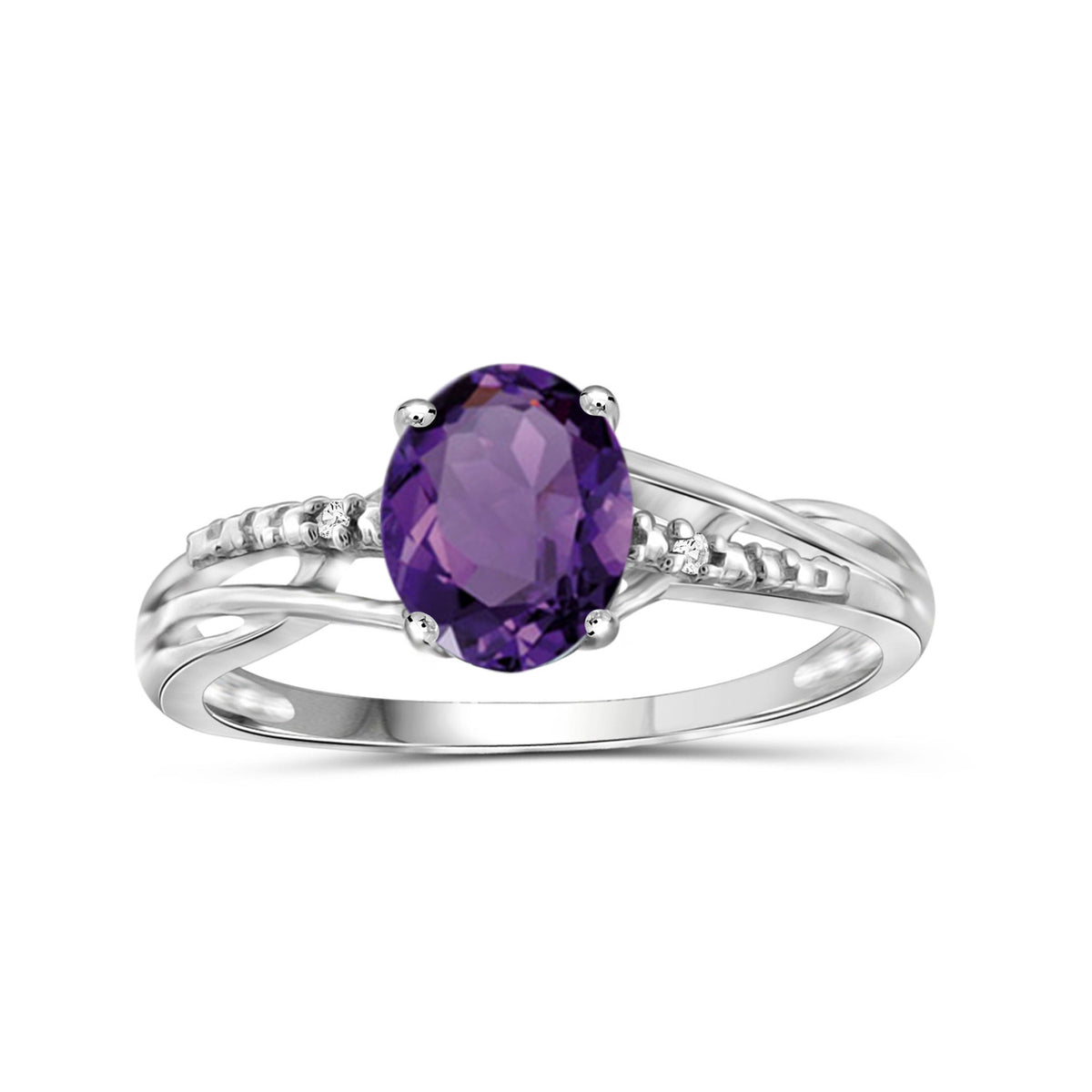1.10 ct. T.G.W. Amethyst Ring with Diamond Accent in Sterling Silver