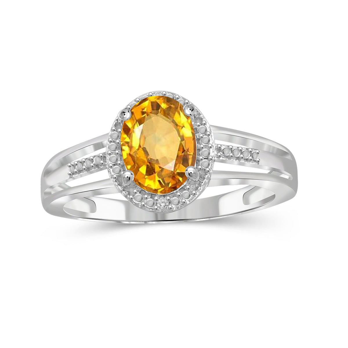 1.10 ct. T.G.W. Citrine Ring with Diamond Accent in Sterling Silver