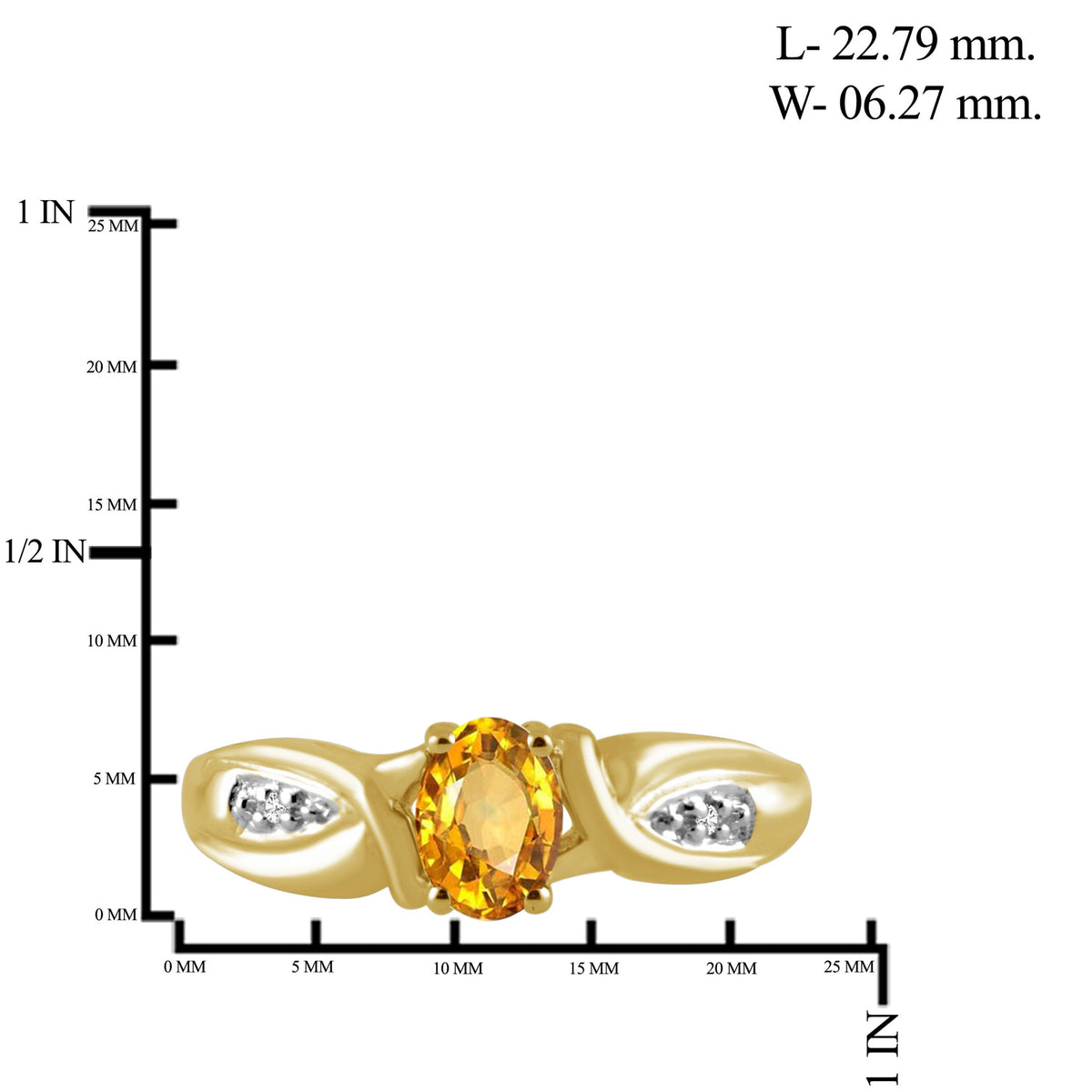 0.50 ct. T.G.W. Citrine Ring with Diamond Accent in 14K Gold over Silver