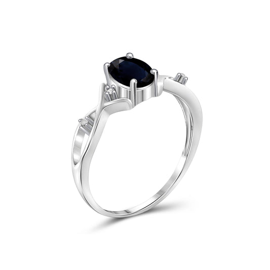 1 ct. T.G.W. Sapphire Ring with Diamond Accent in Sterling Silver
