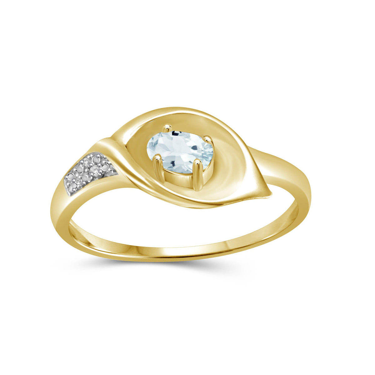 0.25 ct. T.G.W. Aquamarine Ring with Diamond Accent in 14K Gold over Silver