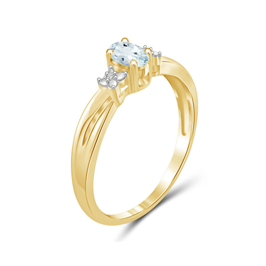 0.25 ct. T.G.W. Aquamarine Ring with Diamond Accent in 14K Gold over Silver