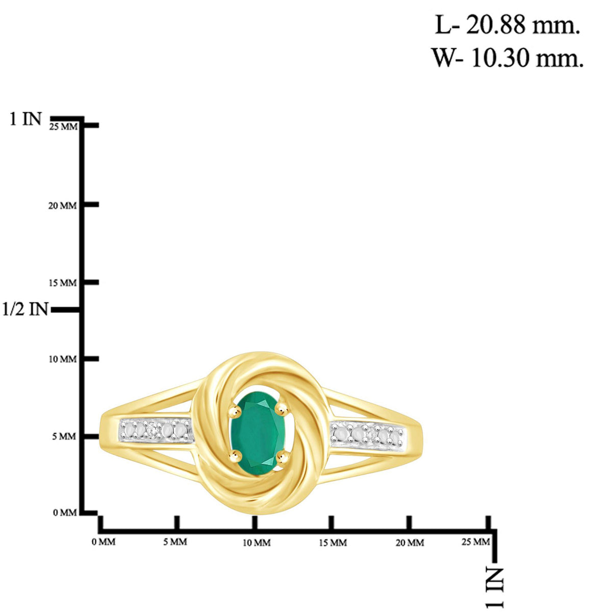 0.25 ct. T.G.W. Emerald Ring with Diamond Accent in 14K Gold over Silver
