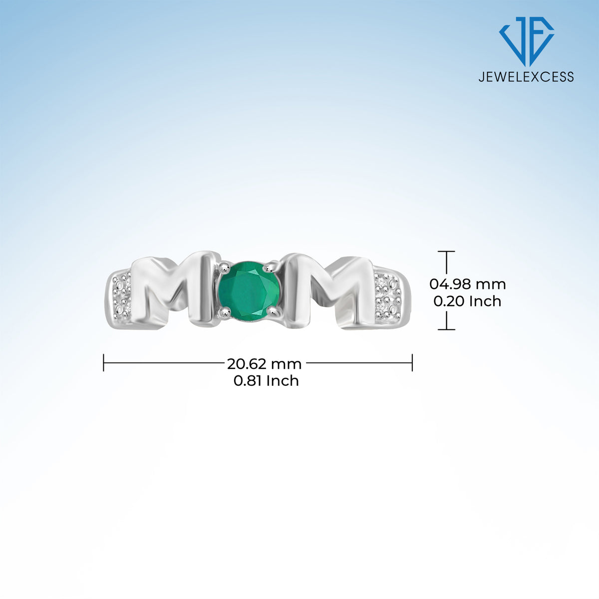 Birthstone Mother's Ring with Diamond Accents in Sterling Silver or 14K Gold over Silver