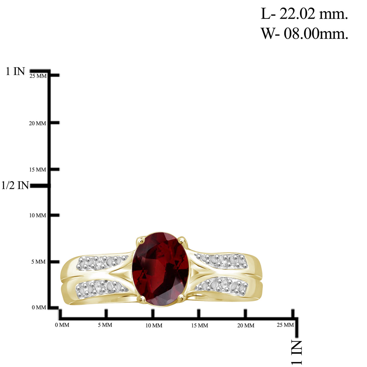1.60 ct. T.G.W. Garnet Ring with Diamond Accent in 14K Gold over Silver
