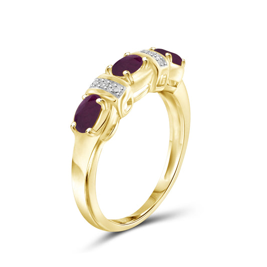 0.78 ct. T.G.W. Ruby Ring with Diamond Accent in 14K Gold over Silver