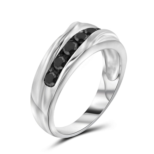 Men's 1 ct. T.W. Black Diamond Ring in Sterling Silver