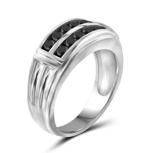 Men's 1 ct. T.W. Black Diamond Ring in Sterling Silver