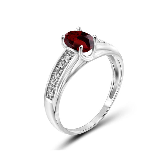 1 ct. T.G.W. Garnet Ring with Diamond Accent in Sterling Silver