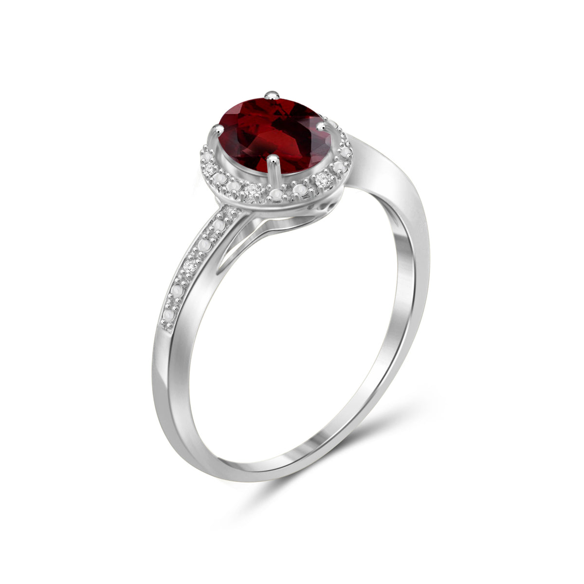 1 ct. T.G.W. Garnet Ring with Diamond Accent in Sterling Silver