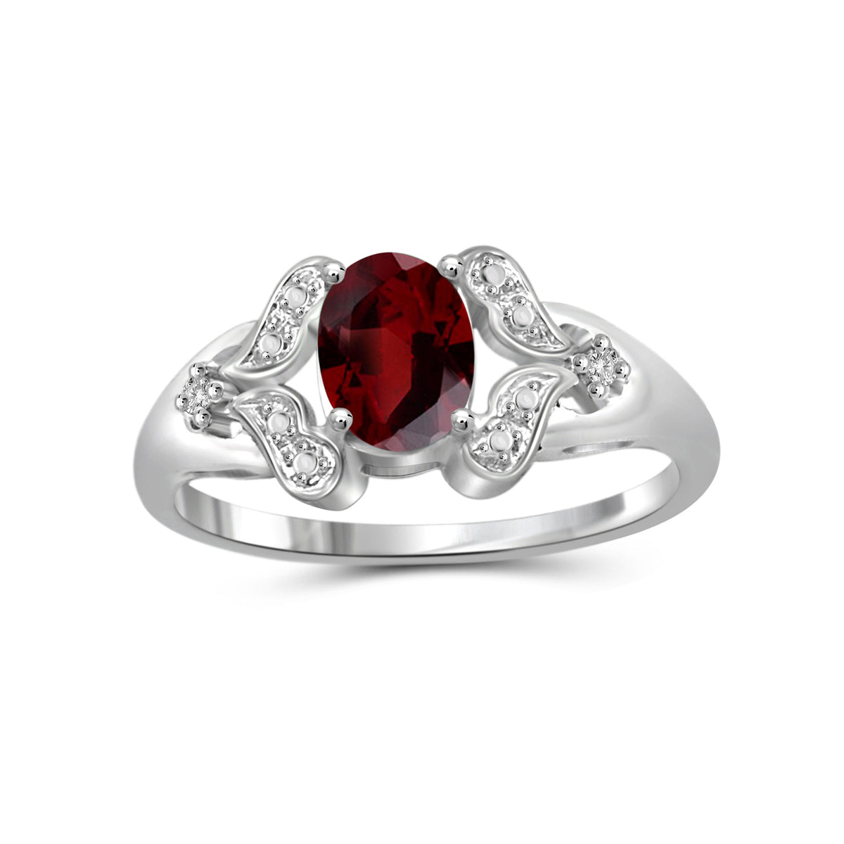 1 ct. T.G.W. Garnet Ring with Diamond Accent in Sterling Silver