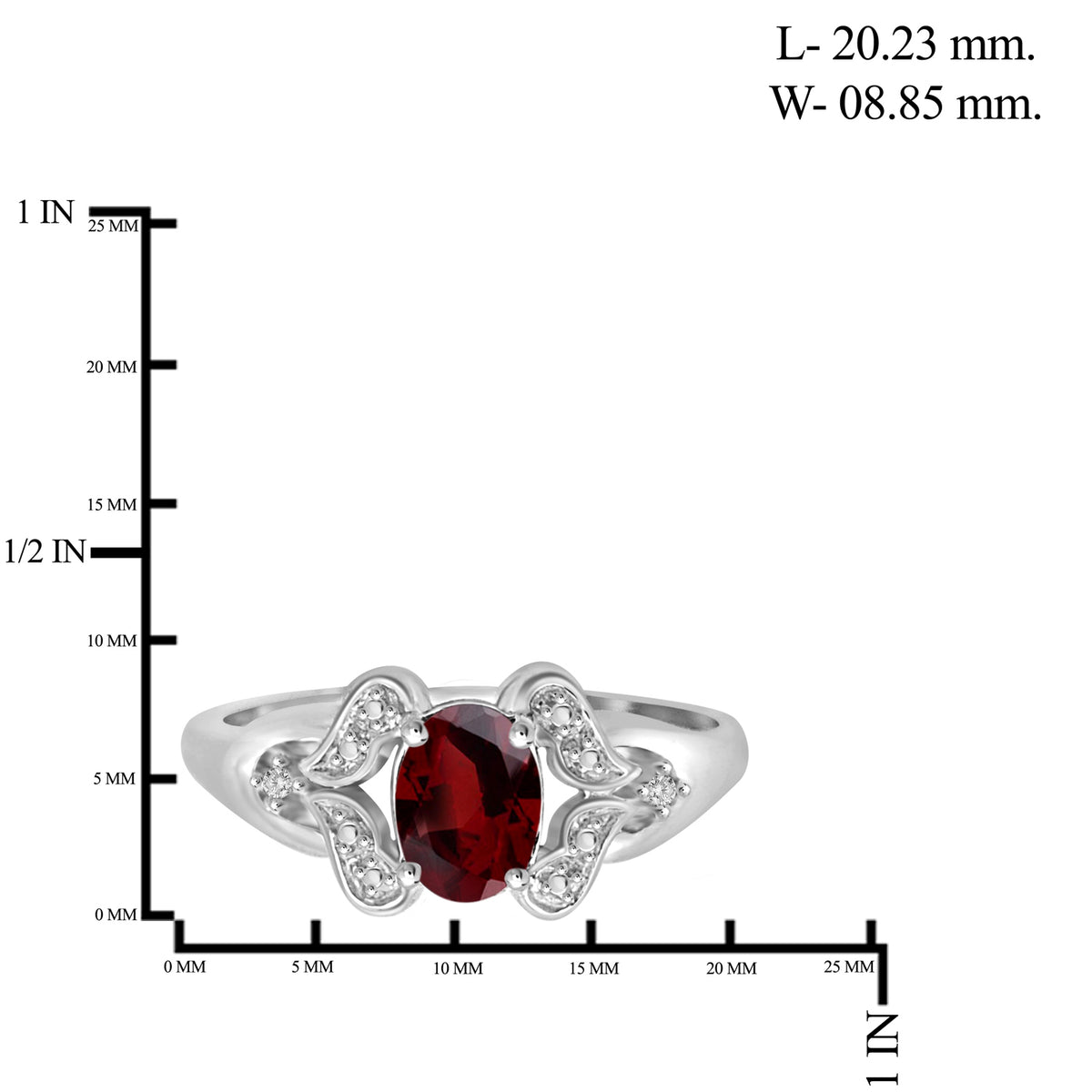 1 ct. T.G.W. Garnet Ring with Diamond Accent in Sterling Silver