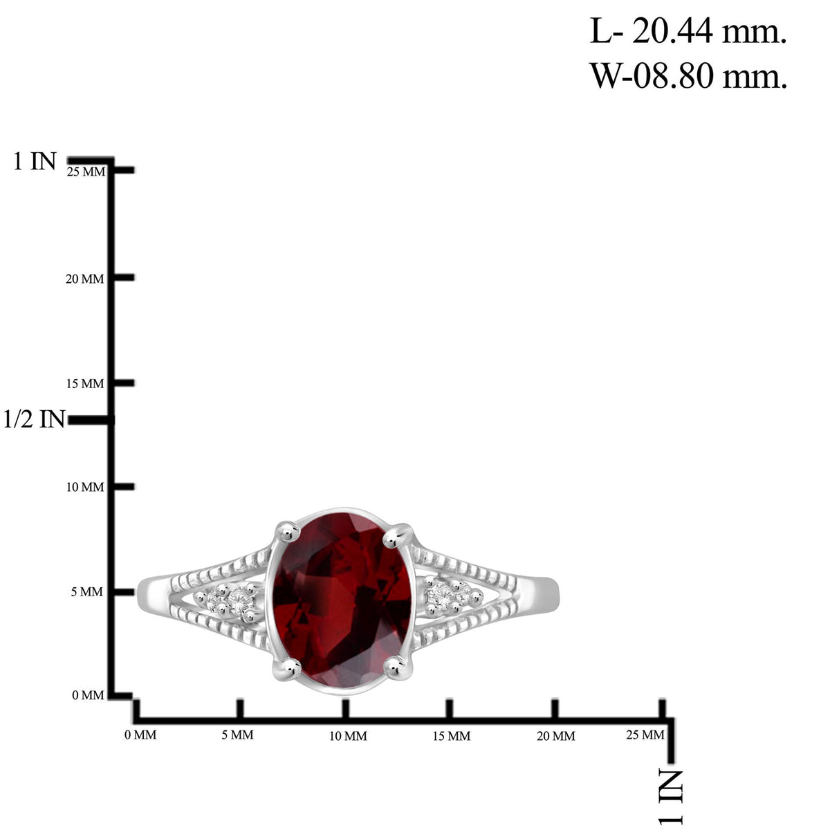 1.60 ct. T.G.W. Garnet Ring with Diamond Accent in Sterling Silver