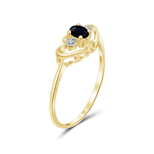 0.25 ct. T.G.W. Sapphire Ring with Diamond Accent in 14K Gold over Silver