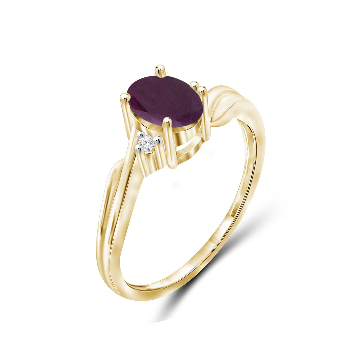1 ct. T.G.W. Ruby Ring with Diamond Accent in 14K Gold over Silver