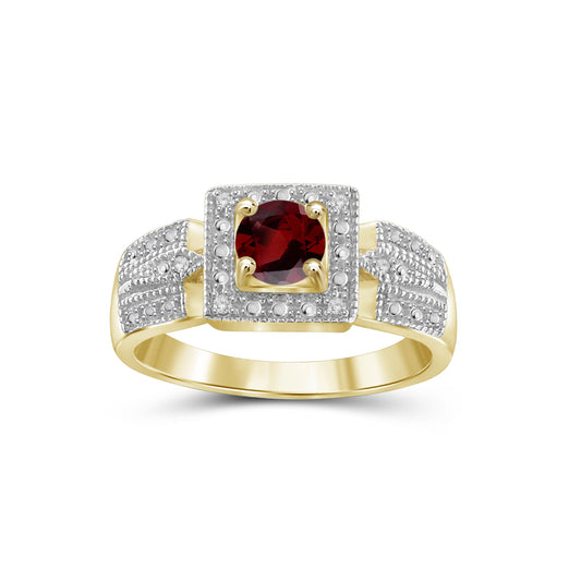 1/2 ct. T.G.W. Garnet Ring with Diamond Accent in Sterling Silver or 14K Gold over Silver