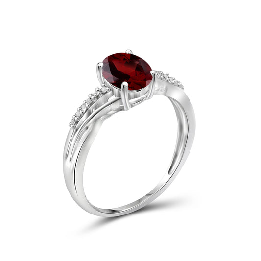 1.50 ct. T.G.W. Garnet Ring with Diamond Accent in Sterling Silver