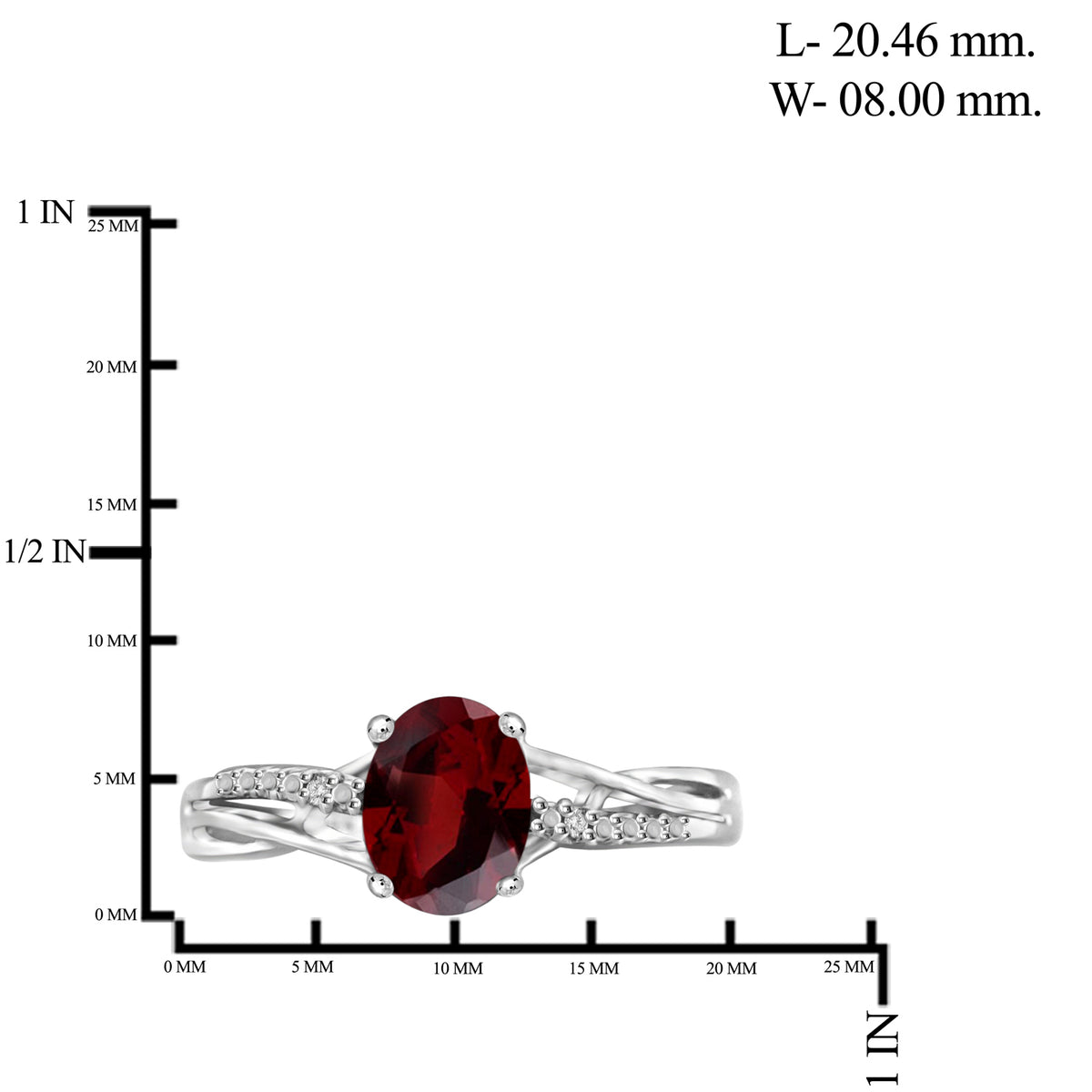 1.50 ct. T.G.W. Garnet Ring with Diamond Accent in Sterling Silver