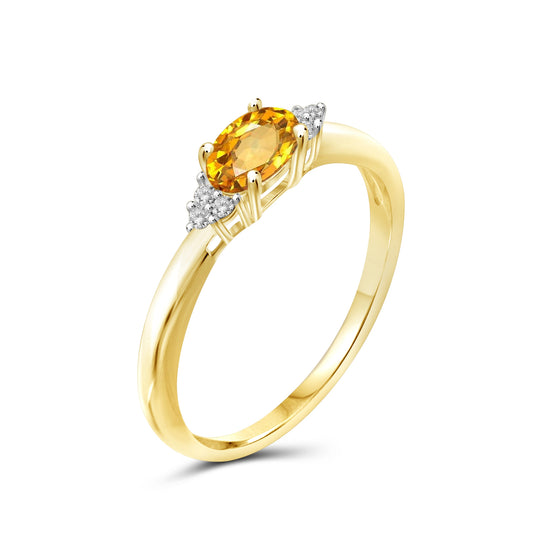0.46 ct. T.G.W. Citrine Ring with Diamond Accent in 14K Gold over Silver