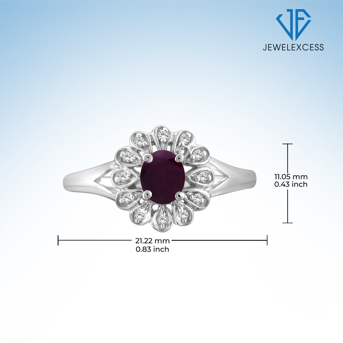 0.25 ct. T.G.W. Ruby Ring with Diamond Accent in Sterling Silver