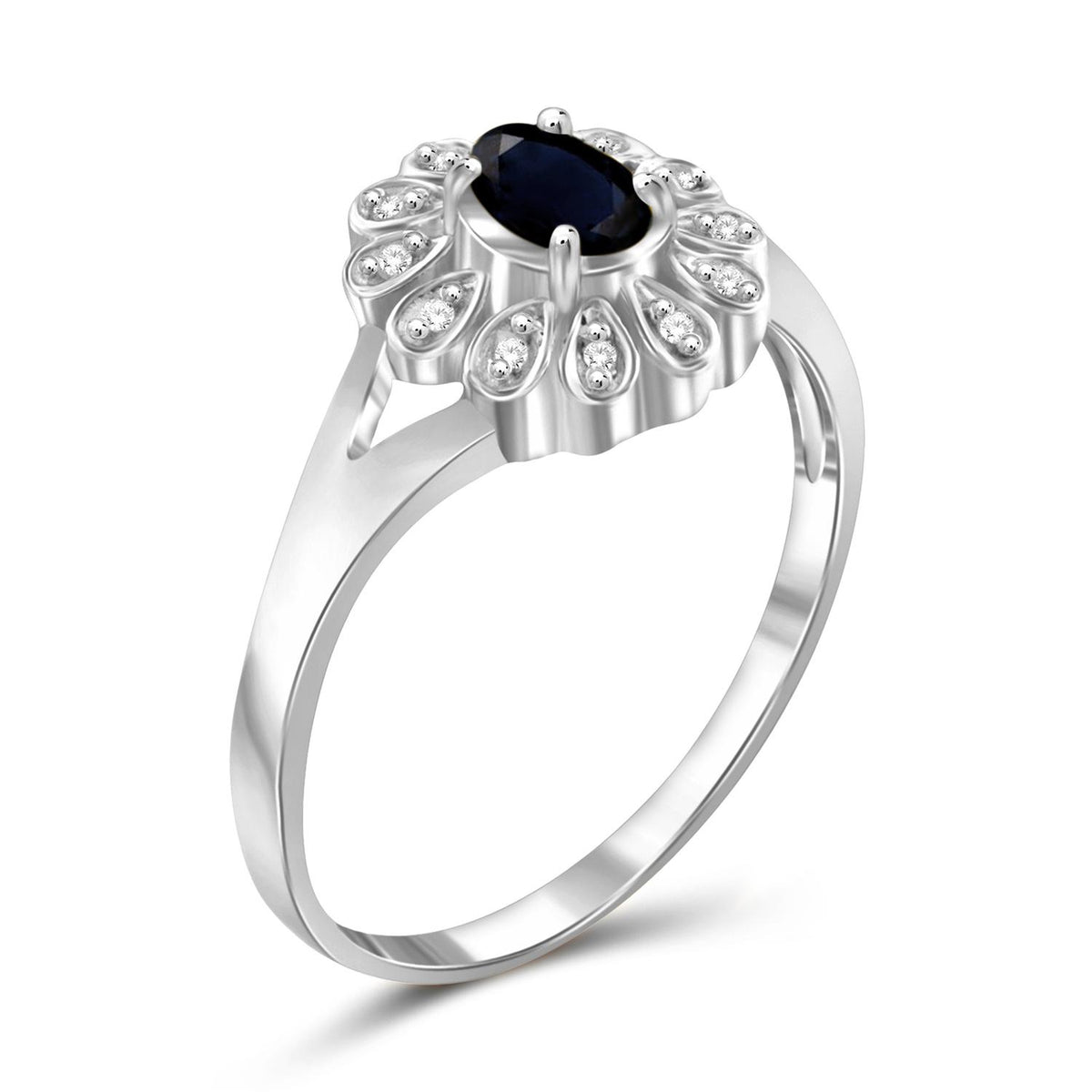 0.33 ct. T.G.W. Sapphire Ring with Diamond Accent in Sterling Silver
