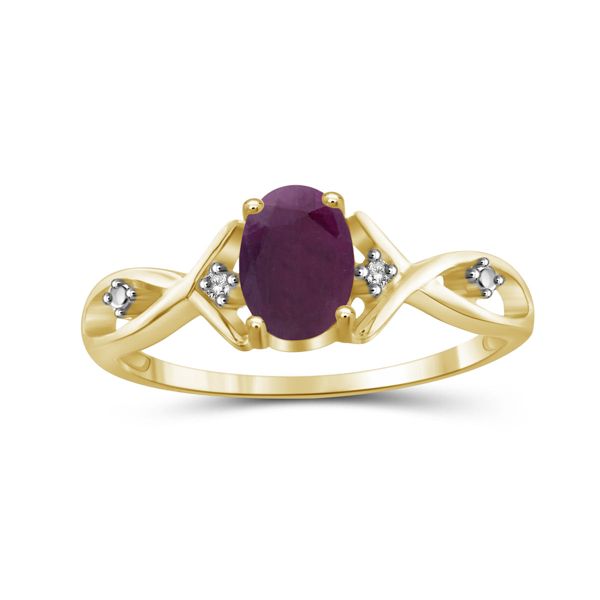 1 ct. T.G.W. Ruby Ring with Diamond Accent in 14K Gold over Silver