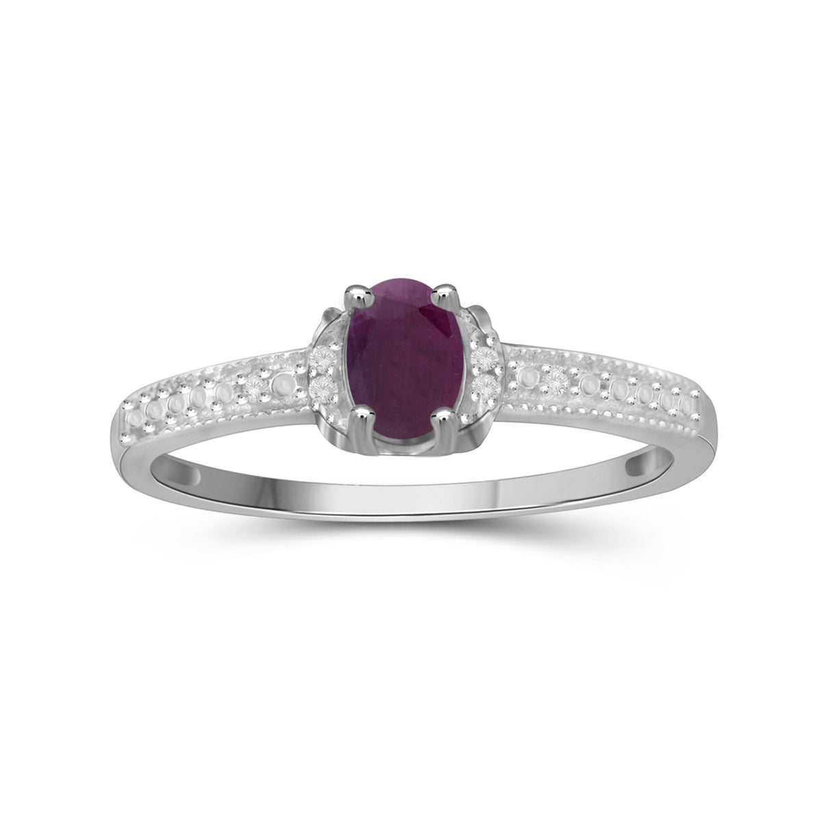 0.50 ct. T.G.W. Ruby Ring with Diamond Accent in Sterling Silver