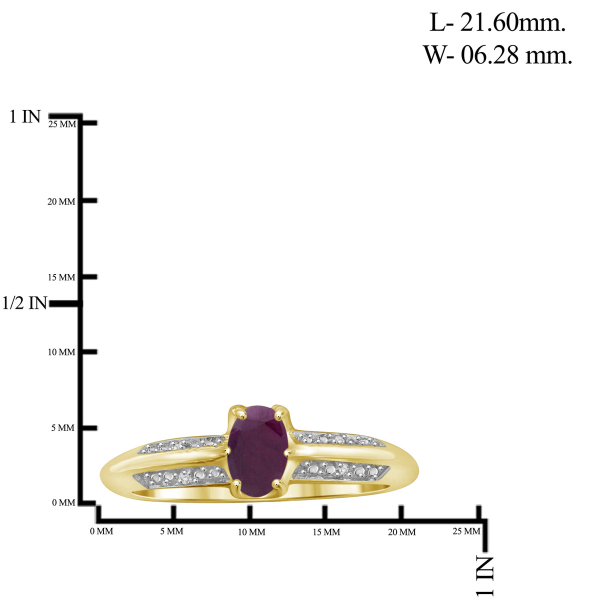 0.50 ct. T.G.W. Ruby Ring with Diamond Accent in 14K Gold over Silver