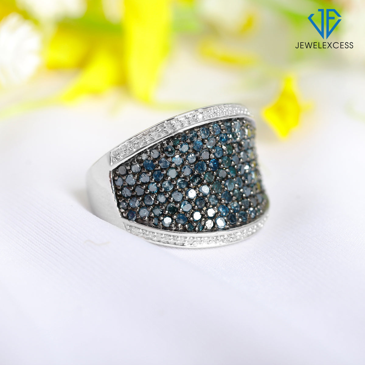 2 ct. T.W. Blue & White Diamond Band in Sterling Silver