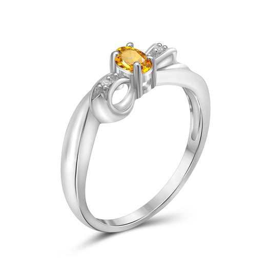 0.20 ct. T.G.W. Citrine Ring with Diamond Accent in Sterling Silver