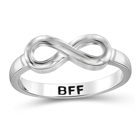 Sterling Silver Infinity Friendship Ring for Women | Personalized BFF, Friendship, Promise Eternity Knot Symbol Band
